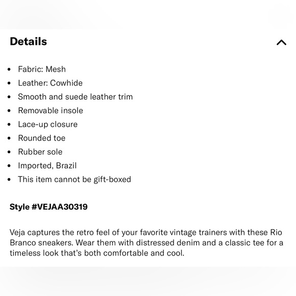 Like New VEJA Rio Branco Sneakers, size 7 womens - Picture 7 of 9